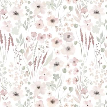 Imagem de Yasinet Papel de parede floral rosa para descascar e colar papel de parede floral boho papel de contato rosa para quarto de meninas papel de parede removível para armários vinil autoadesivo 44 x 199
