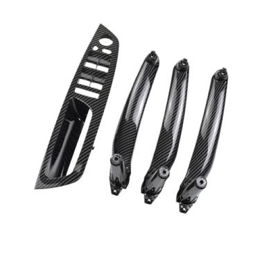 Imagem de Interior do carro dianteiro traseiro esquerdo direito maçaneta da porta dentro do painel da tampa substituição LHD RHD Compatível com BMW X5 X6 E70 E71 E72 2007 2008 2009 2010-2013(LHD Carbon 4Pcs)