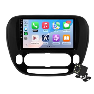 Imagem de Tela sensível ao toque IPS de 9 polegadas Android 14 estéreo para carro Kia Soul 2014-2019 com CarPlay sem fio e Android Auto 2 + 32 GB de rádio de carro, compatível com WiFi 6, Bluetooth, 5.4, câmera