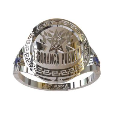 Imagem de Anel De Formatura De Segurança Pública Em Prata 950k - Vieira Cruz Jói