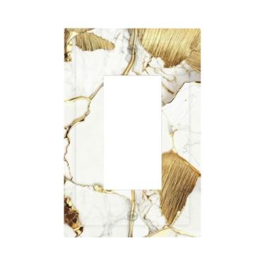 Imagem de Capas decorativas para interruptores de luz de mármore branco 1 Gang Rocker Outlet Placa decorativa para interruptores de luz GFCI para decoração de casa