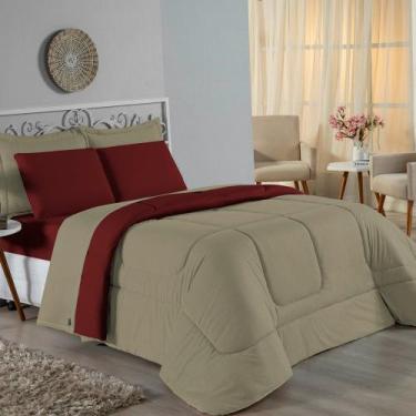 Imagem de Kit Edredom Dupla Face + Jogo de Lençol King Nobre 6 peças Malha 100% 