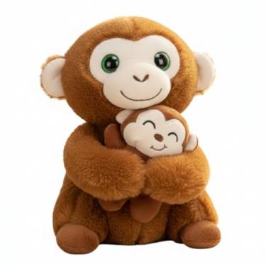 Imagem de Macaquinhos de Pelúcia Mãe e Filhote Presente Carinhoso e Decoração Infantil