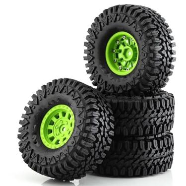 Imagem de Peças de carro RC compatíveis com Traxxas para TRX4 D90 para Axial para SCX10 II III 1/10 RC Crawler Car 4 peças 110 mm 4.8 cm conjunto de pneu de aro de roda Beadlock (verde)