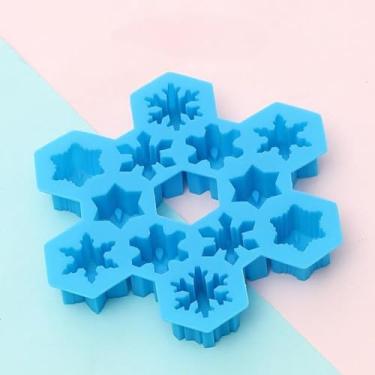 Imagem de Molde de bolo de silicone 3D para decoração criativa de sobremesas com floco de neve em forma azul claro para projetos de artesanato de pastelaria