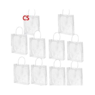 Imagem de 100PCS Sacola Reutilizável De PVC Transparente Com Alça Para Embalagem