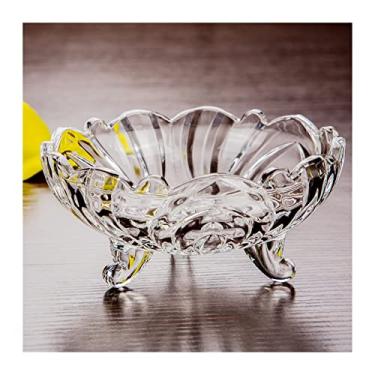 Imagem de Pratos de frutas decoração doméstica pequena tigela de frutas de vidro lanche prato de doces design de três pernas balde de frutas criativo mini prato de frutas tigela de sobremesa pratos de frutas