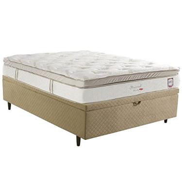 Imagem de Cama Box Baú Suede Casal Herval Channel Bambu, 79x138x188 cm, Molas Ensacadas
