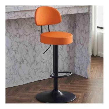 Imagem de x3anggyt5 Banquetas de bar modernas para uso doméstico, banco alto, caixa alta, banco giratório, banco frontal, banco redondo, comercial, cadeira giratória (laranja)
