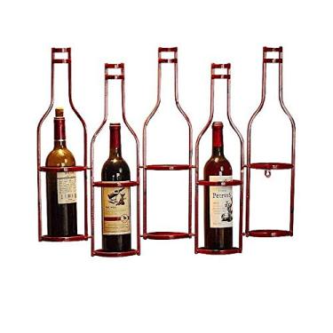 Imagem de Prateleiras de vinho de metal montadas na parede suporte de garrafa para decoração de bar de cozinha para casa prateleira de garrafa dobrável suporte de garrafas de vinho (cor: vermelho tamanho: 5