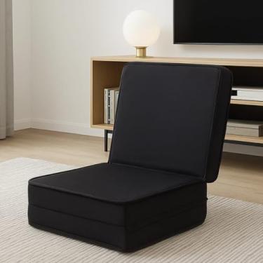 Imagem de Fênix Colchões Colchão Dobrável 4 em 1, Espuma D-28, Preto, Solteiro 180X60X10 cm, Colchão Sofá Puff Colchonete Multifuncional