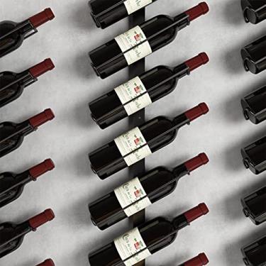 Imagem de Rack de vinho industrial montado na parede prateleiras suspensas de metal preto suporte de garrafa de vinho balcão de bar decoração de fundo organizador de exibição prateleira de vinho (cor: dourado