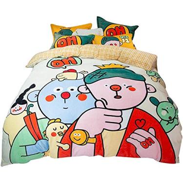 Imagem de Conjunto de lençol casal com capa de colcha quente e grossa para inverno (cor: B) (C)