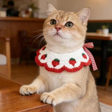 Imagem de Babador para animais de estimação, linda bandana de malha para cães, adorável, decorativa, à prova de bagunça, para cães/gatos pequenos e médios (vermelho)