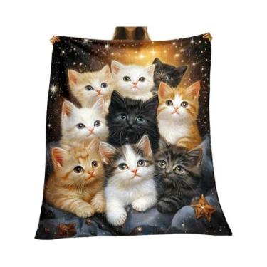 Imagem de Cobertor Macio Starry Cat, Uso Duplo Para Sala De Estar E Quarto, Cobe
