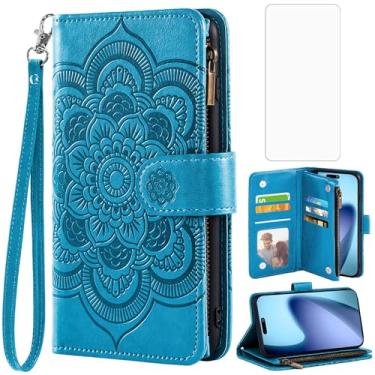 Imagem de Asuwish Capa de telefone para iPhone 17 Air 6,6 polegadas capa carteira com protetor de tela de vidro temperado e flor couro PU flip porta-cartão de crédito suporte acessórios celular i Phone17 i17