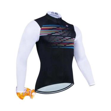 Imagem de Camisa De Ciclismo Térmica Masculina De Inverno Com Forro De Lã, Manga