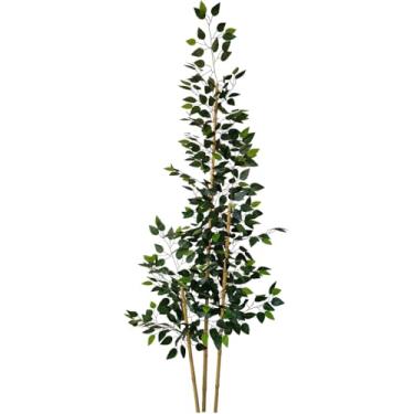 Imagem de Bambu da Sorte Artificial 2m com Hastes Naturais, Planta Decorativa Grande para Jardim, Sala e Fachadas