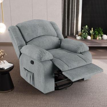 Imagem de Poltrona Do Papai Reclinável Sala De Cinema Madrid Glider Manual Giratória Usb Linho Cinza G26