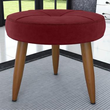 Imagem de Puff Redondo Para Sala Davi Veludo Vinho