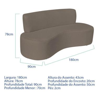 Imagem de Sofá Curvo 3 Lugares Amsterdã 180cm Suede Cor Marrom