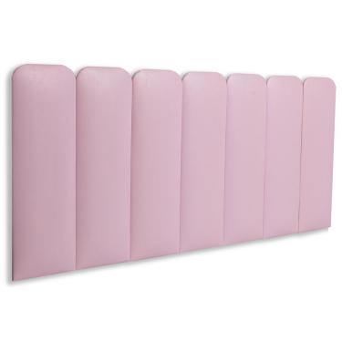 Imagem de Cabeceira Casal Kit 7 Placas Modelo Arredondada - Courino Rosa