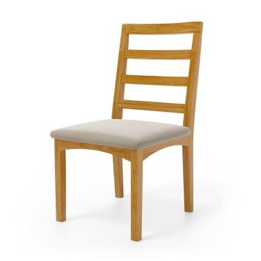 Imagem de Cadeira Cecília Encosto E Pés De Madeira Maciça Assento Estofada Para Mesa De Jantar Veludo Bege 102