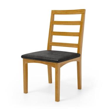 Imagem de Cadeira Cecília Encosto E Pés De Madeira Maciça Assento Estofada Para Mesa De Jantar Courino Preto 503