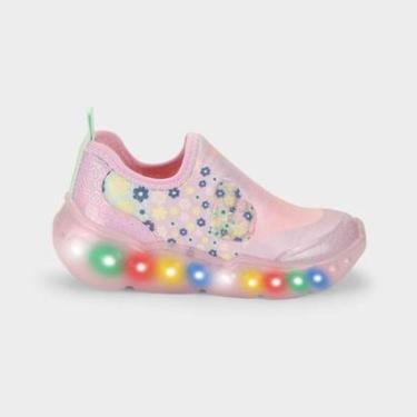 Imagem de Tênis Infantil de Luz Bibi Roller Celebration 3.0 Rosa com Flores-Feminino