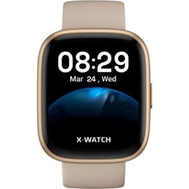 Imagem de Relógio Unissex X-Watch Smartwatch Prisma Troca Pulseira Original Dourado XSWUQPI011A Pulseira Silic-Unissex