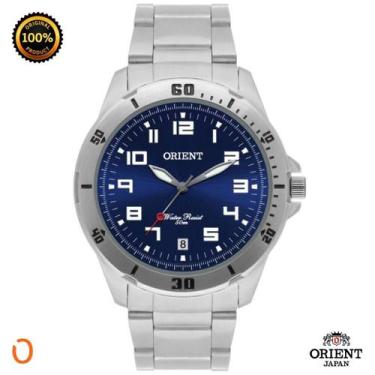 Imagem de Relógio Orient Masculino Analógico MBSS1155A Aço F Azul, Prata