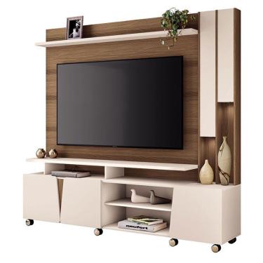Imagem de Estante Home Theater Virtus Castanho Off White - Hb Móveis