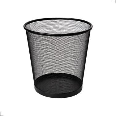 Imagem de Lixeira Grande Telada Ferro 12 Litros Preta Escritório Sala - Oivida