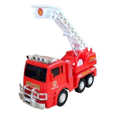 Imagem de Caminhão De Bombeiros Infantil Com Luz Led E Escada Móvel - Shop Mix