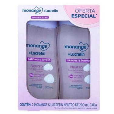 Imagem de Kit Sabonete Íntimo Monange Lucretin Neutro 2 Unidades Com