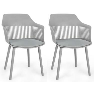 Imagem de Kit 2 Cadeiras de Jantar Estofada Marcela - Cinza - Magazine Decor