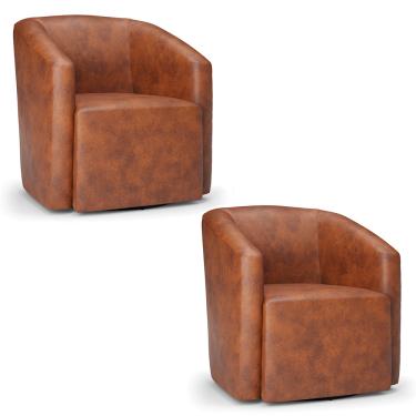 Imagem de Poltrona Decorativa Base Giratória Kit 2 Stella Max Sintético PU Nozes D03 - D'Rossi