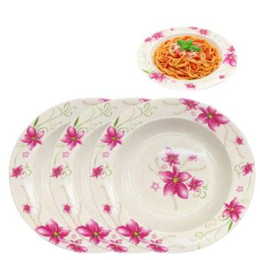 Imagem de 3 Pratos Fundo Melamina Floral 25cm Uso Restaurante - New Goods