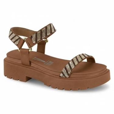 Imagem de Sandália Feminina Vizzano Papete Plataforma Tratorada Strass Confortáv