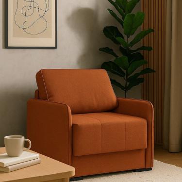 Imagem de Sofá Cama Solteiro Isis em Tecido Linho 100cm Linho Terracota