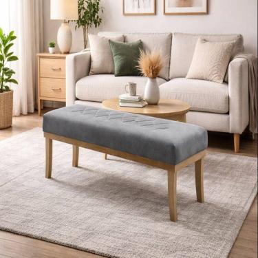 Imagem de Puff para Sala de Estar 160cm Pés Veludo Theo Cinza/Mel