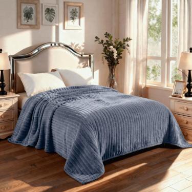 Imagem de Manta Cobertor Casal Corttex Luster Canelada 180x220cm Microfibra Antialérgico Super Macio Premium