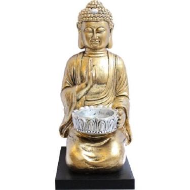 Imagem de Buddha Dourado Com Base De Madeira - A066 - Comercial Z