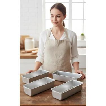 Imagem de Kit 5 Formas Alumínio Nº3 P/ Pães, Bolos E Gelo - Cinza - Congratulati