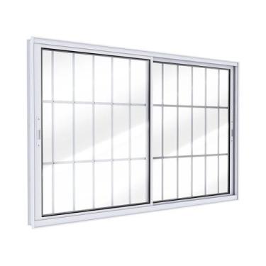 Imagem de Janela de Alumínio de Correr Lateral 2 Folhas Móveis com Grade 100x150