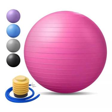 Imagem de Bola Pilates Yoga Fisioterapia Suiça 65cm Bomba Inflar - IMPORT, Rosa