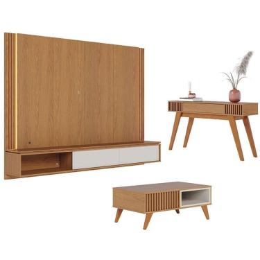 Imagem de Home Suspenso Loa com Mesa de Centro Jeri Freijó Off White e Aparador Riviera Freijó –...