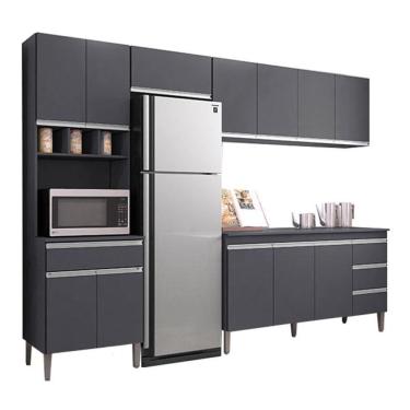 Imagem de Cozinha com Balcão e Tampo 160 cm Andréia Cinza Fosco - AJL