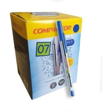 Imagem de Caneta Compactor 0.7 Escrita Fina Cx C/ 100 Unidades Azul Co - Congrat