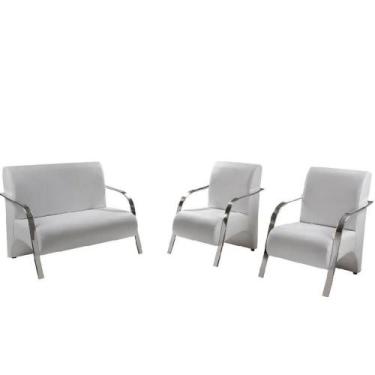 Imagem de Conjunto Poltronas Vênus Tecido Sintético Branco - OUTRAS MARCAS
